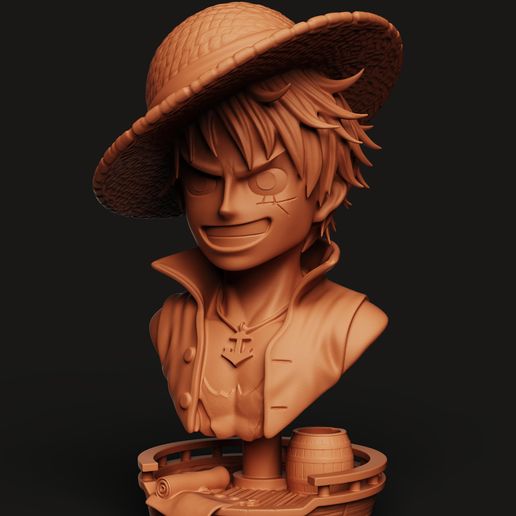 Luffy Bust STL | One Piece 3D Print | Pirate King Desk Decor