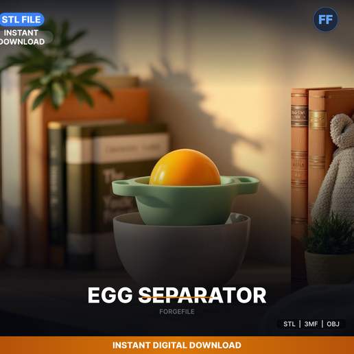 Egg Yolk Separator Tool, Sits On Bowl Edge, Fun - 3D Printable STL File