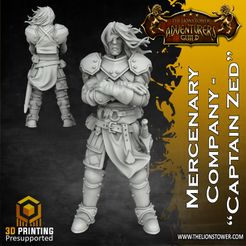 Captain-Zed.jpg Download file Mercenary Company - Captain Zed (32mm scale, Pre-supported miniature) • 3D printing model, Lion_Tower