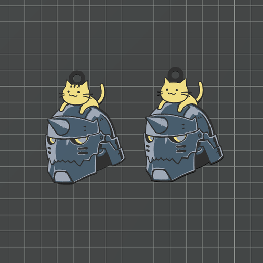 Alphonse elric - Full metal alchemist x 2 (One and Mirror Sided versions) Anime Keychains Collection - 4 Color 3MF for AMS Printers