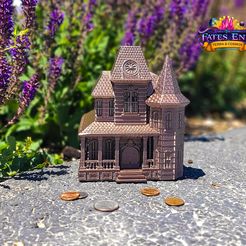 HauntedHousewithLogo.jpg 3D file Haunted House Dice Tower - SUPPORT FREE!・3D printing template to download