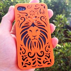 Tribal-Lion-4s.jpg STL file Tribal Lion Floral Iphone Case 4 4s・3D printing design to download