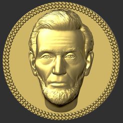 1.jpg Télécharger fichier OBJ Pendentif médaillon Abraham Lincoln prêt pour l'impression 3D formats stl obj • Plan imprimable en 3D, PrintedReality