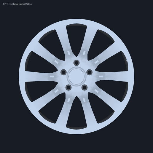 Chevrolet SS sedan ten-rib inspired decorative wheel — STEP and STL