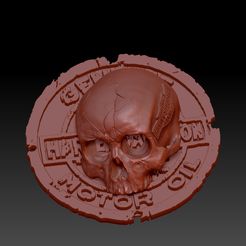 Skull-on-Motor-Oil-01.jpg STL file Skull on Motor Oil Harley Davidson・3D print design to download