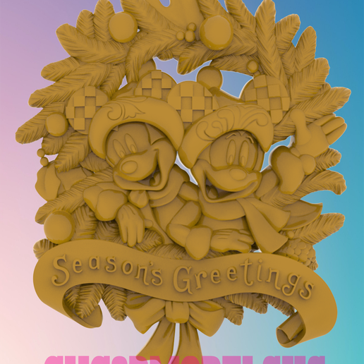 1.png Mickey Mouse Christmas 3D MODEL STL FILE FOR CNC ROUTER LASER & 3D PRINTER