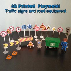 Image00001.jpg Archivo STL Juego de señales de tráfico y equipamiento vial de Playmobil・Modelo para descargar e imprimir en 3D
