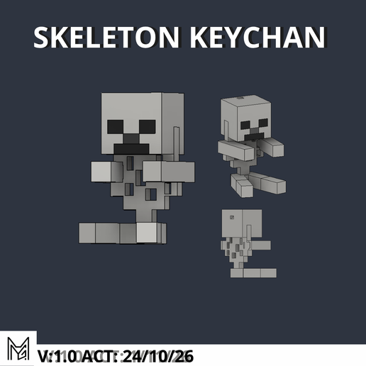 Minecraft Skeleton Keychan / Esqueleto Minecraft Llavero
