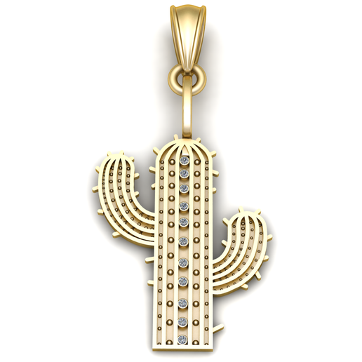 Luxury Diamond Cactus Gold Pendant