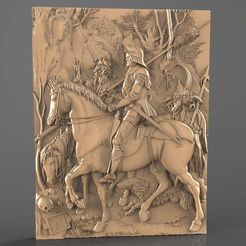 Panno_07.jpg Free STL file knight soldier on his horse skull cnc・3D printing template to download