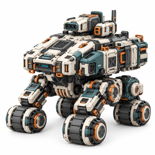 Heavy Armored Sci-Fi Combat Rover 3D Model – Futuristic Military Vehicle