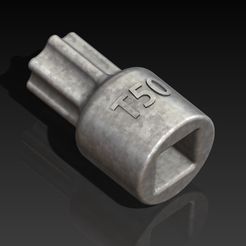 Screenshot_1.jpg STL file T50 Torx Bit, 1/4" Square Drive・3D printing design to download