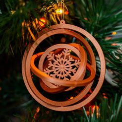 3D žaisliukas L - varinė.jpg Christmas tree ornament - Snowflake - 3D gyroscope
