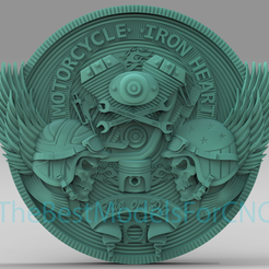 Biker-Skulls.png 3D Model STL File for CNC Router Laser & 3D Printer Biker Skulls