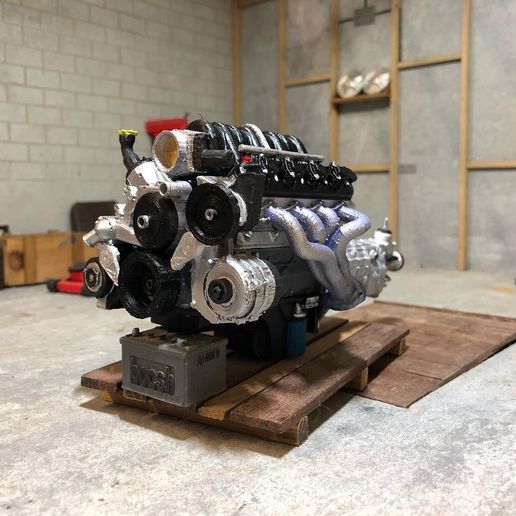 Archivo STL Motor V8 escala 1/10・Diseño imprimible en 3D para descargar ...