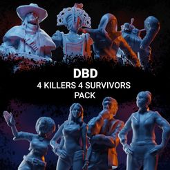 4x4-pack.jpg DBD: Board Game custom characters pack 3 killers and 4 survivors. (1 custom killer)