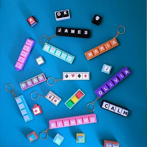 👌 Mechanical Keycap Fidget Keychain Keyboard (Customizable)・ STL File ...