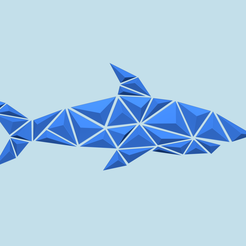 2.png STL file Shark Geometric Panel - Animal Minimalist Decoration・3D printing design to download