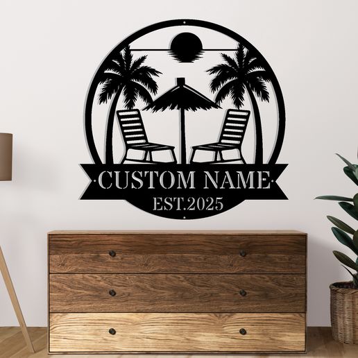 Beach Dolphin Laser Cutting Metal sign 3D model