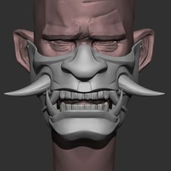 1.jpg Half Samurai Mask 3D print model