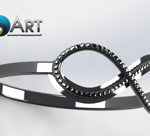 Infinity design ring with small diamonds 3D model