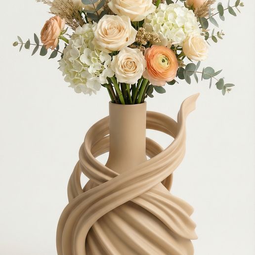Modern Twisted Spiral Vase STL – Sculptural Abstract Home Decor Planter for 3D Printing