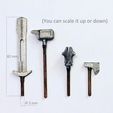 overview-with-measurements.jpg Fantasy Miniature Weapon Set for DnD Figurines and Tabletop Gaming