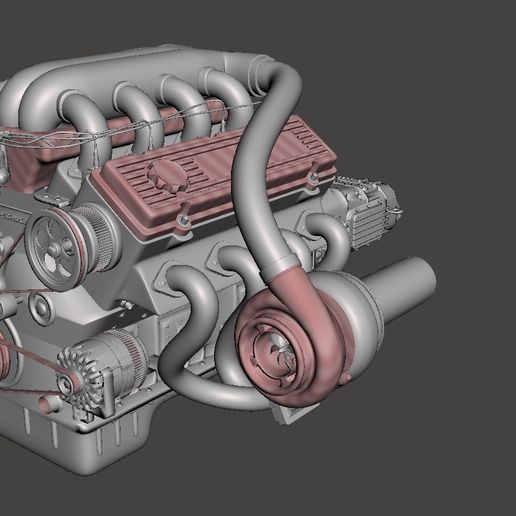 🚗 Engine V8 Printable Scale 1:24・ 3D File for 3D printing・Cults