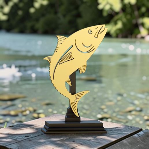 bluefin tuna fish trophy 2d statue for 3d printing 3D model