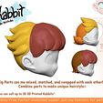 wig1.jpg [KABBIT WIG] - Boyish Hair for Kabbit BJD - (For FDM and SLA Printers)