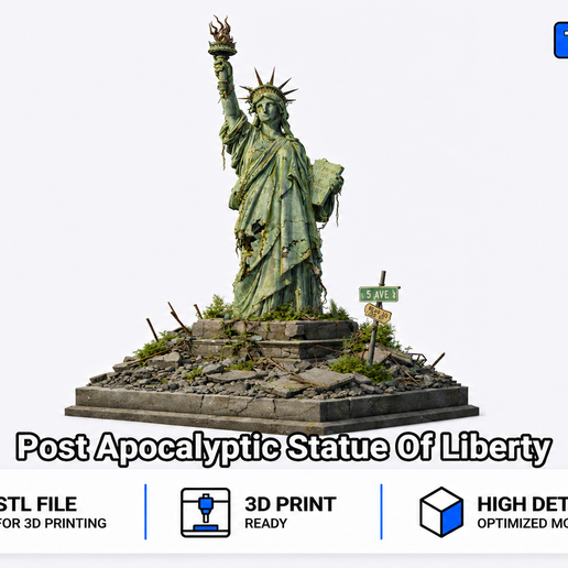 Post-Apocalyptic Statue of Liberty | 3D Print STL File