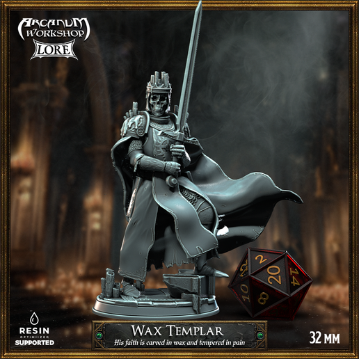 👹 Wax Templar (32mm)・ 3D File for 3D printing・Cults