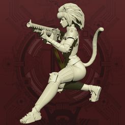 spacecatgirl-crouchpose.jpg 3D file Cyberpunk Catgirl - Crouch Pose・3D printing idea to download
