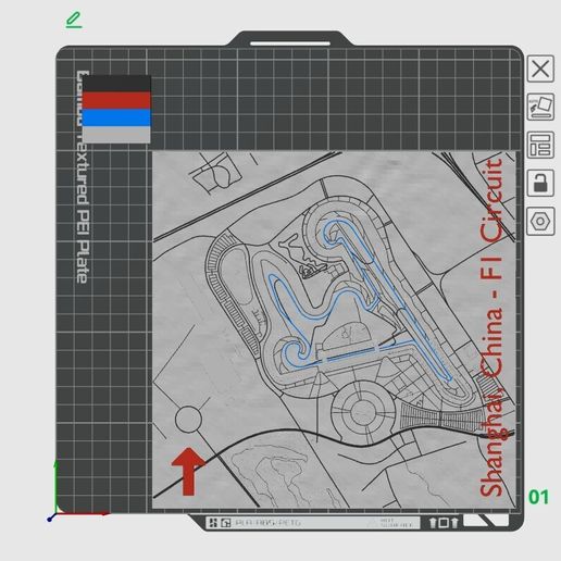 Shanghai International Circuit 3D Printable Map - F1 Racing Icon