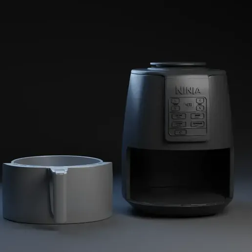🍟 Play Kitchen Ninja Air Fryer – 3D Printable Mini Appliance - 3D model önizlemesi