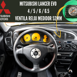 maria-prieto_20230925_123520_0000.png STL file Mitsubishi Lancer Evolution 4 / 5 / 6 / 6.5 -- 52MM Vent AIR Grille GAUGE POD・3D printable design to download