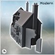 5.jpg Set of two damaged buildings with visible interiors, double chimneys, balcony, and exterior parapet (39) - Modern WW2 WW1 World War Diaroma Wargaming RPG Mini Hobby