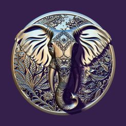 01.jpg STL file elephant medallion for casting・Template to download and 3D print