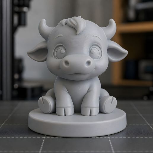 Sitting Baby Buffalo Chibi 3D Print Model