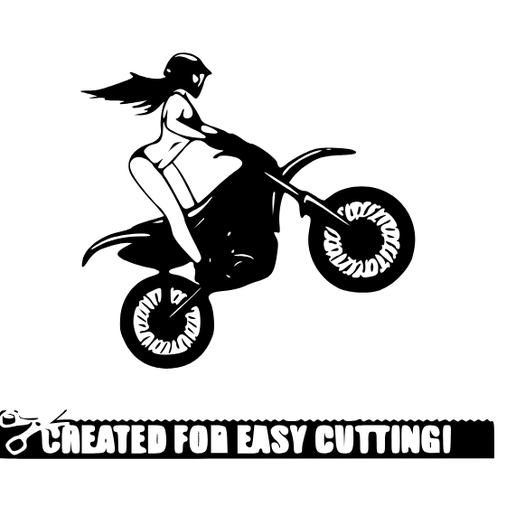 Motocross Woman Silhouette - Dynamic Wall Art for Riders (STL & SVG Files) 3D model