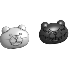 Junko-Bears-1.png 3D file Junko Enonshima Inspired Monokuma Bear Hair Clips・Model to download and 3D print