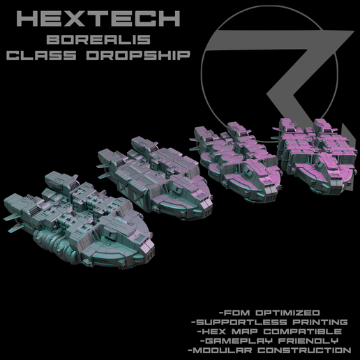 BorealisOverview.png HEXTECH - Borealis Class Dropship (Battletech Compatible)