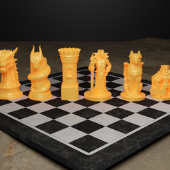 3D Printable Jogo de Xadrez Goianese / Art Deco Chess Set by