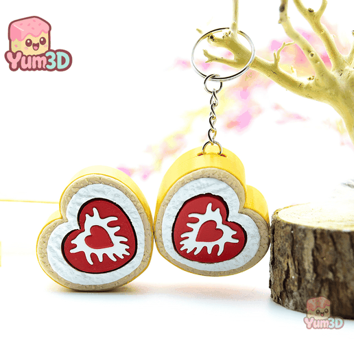 💜 Yum3D Heart Roll Cake Fidget Clicker Keychain - Cute Backpack ...
