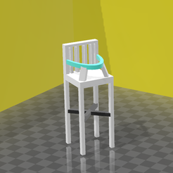 baby-room-high-chair.png OBJ file Baby high chair: doll furniture・Template to download and 3D print