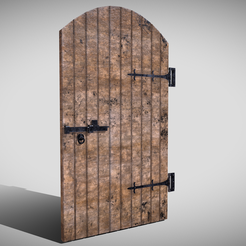0.png STL file Medieval Arched Door・3D printing design to download