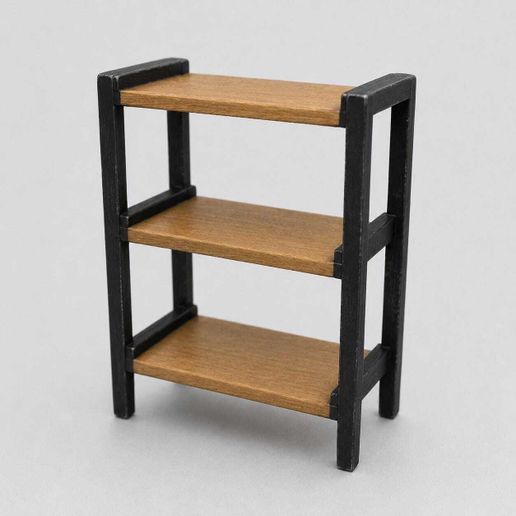 Miniature Modern Open Shelving Unit STL - 1:12 Dollhouse Furniture 3D Print File