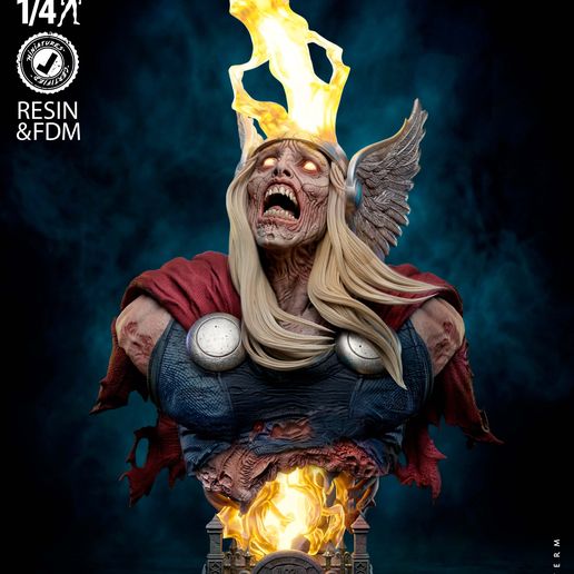 WICKED MARVEL THOR ZOMBIE BUST: TESTED AND READY FOR 3D PRINTING