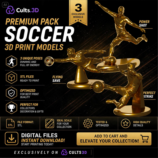 ⚽ Premium Soccer Players Pack – 3 Dynamic 3D Print Models | STL Ready ...