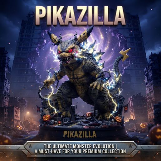 Pikazilla Electric Monster Kaiju Collectible Statue 3D Model OBJ RAR